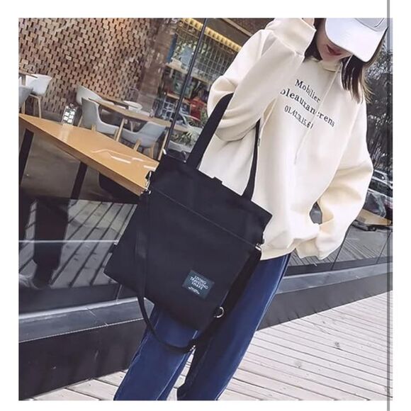 NEW Aesthetic Versatile Canvas Shopper Tote Bag Pockets Zipper Reusable - Picture 6 of 6